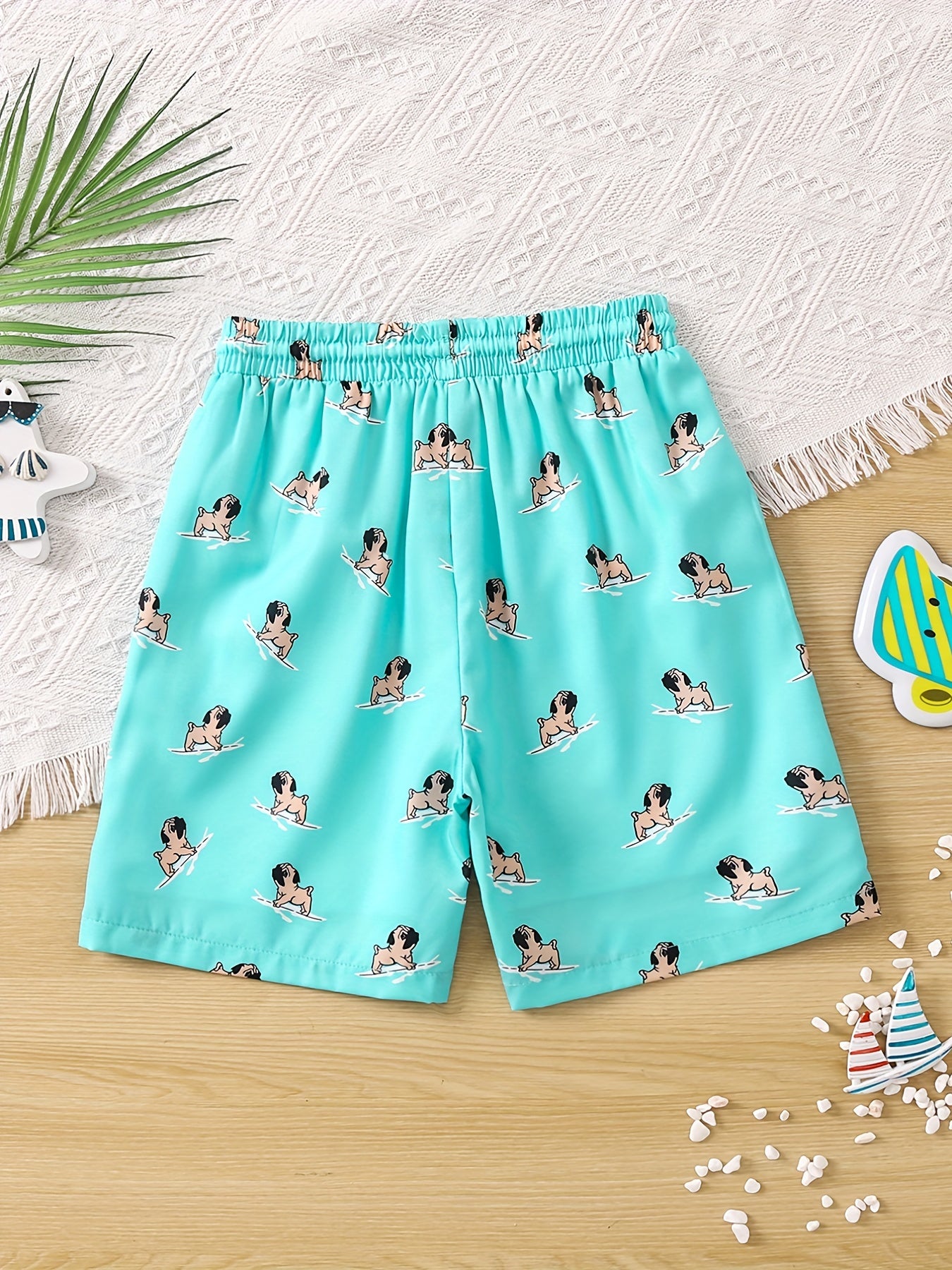 Big Boys Dog Print Beach Shorts Swim Trunks