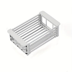 Retractable Sink Drain Rack Stainless Steel Over Sink Dish Drying Rack