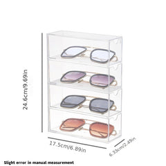 Acrylic Sunglasses Case Storage Box 4 Dividers Drawers Organizer Holder
