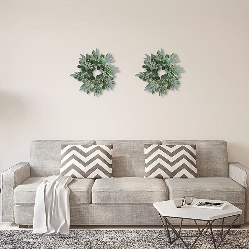 Artificial Green Eucalyptus Wreath 15 Inch - Festive Room Decor