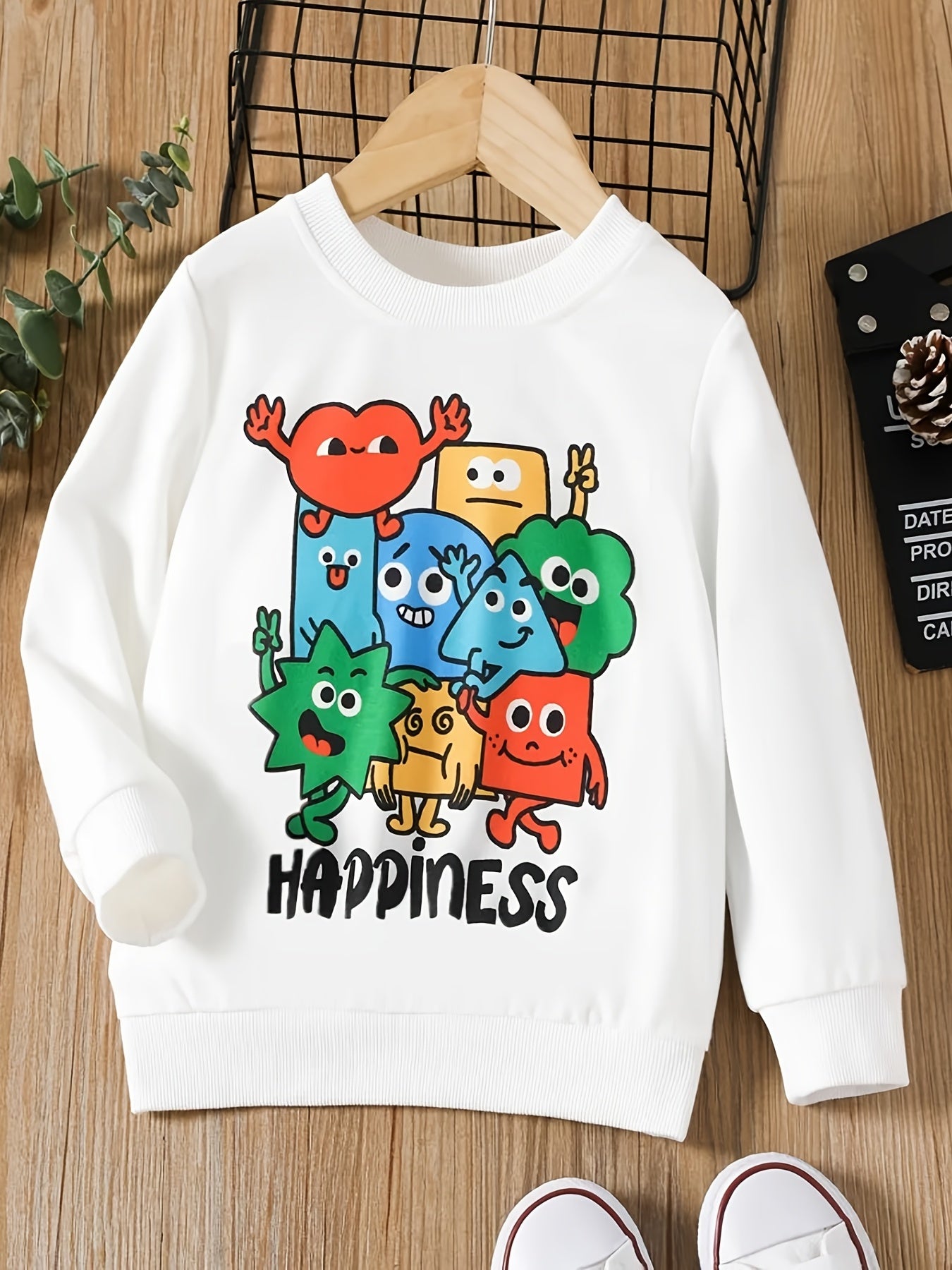 Boys Cartoon Print Pullover Sweatshirt For Autumn