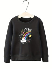 Girls Star Rainbow Graphic Crew Neck Sweatshirt Top