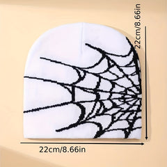Gothic Spider Web Pattern Knitted Hat Halloween Windproof Beanie