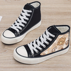 Girl's Cute Bear Pattern High Top Skate Shoes