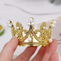 5pcs Crown Cake Decoration Ornament Party Queen Crown Wedding Pearl Crown