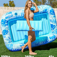 Inflatable Tanning Pool Chair with Pillows - Sunscreen Tub Raft