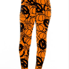 Funny Pumpkin Print Plus Size Halloween Leggings for Women