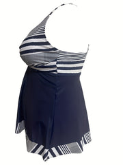 Striped Crisscross Back Tankini Set
