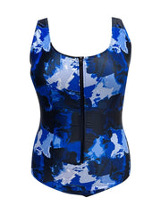Graphic Print High Leg One Piece Swimsuit