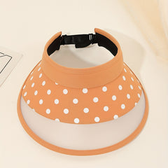 Yellow Dotted Visor Hat UV Protection Wide Brim Sun Hat