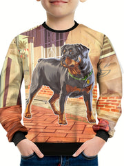 Dog 3D Print Tee Tops Boys Casual Short Sleeve T shirt
