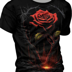Red Rose 3D Print Men's Novelty t-shirt for Summer