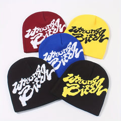 Hip Hop Unisex Beanie Classic Letter Jacquard Elastic Skull Cap Y2K Knit Hats