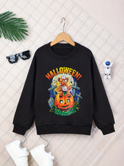Boy's Bear & Pumpkin Graphic Sweatshirt for Fall Winter