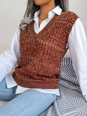 Women's V Neck Sleeveless Knitted Vest Casual Top