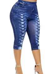 Graphic Print Short Jeggings Casual Slim Leggings Women's Clothing