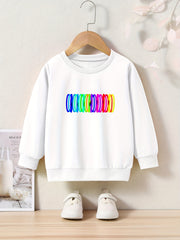 Girls Pattern Print Crew Neck Sweatshirt