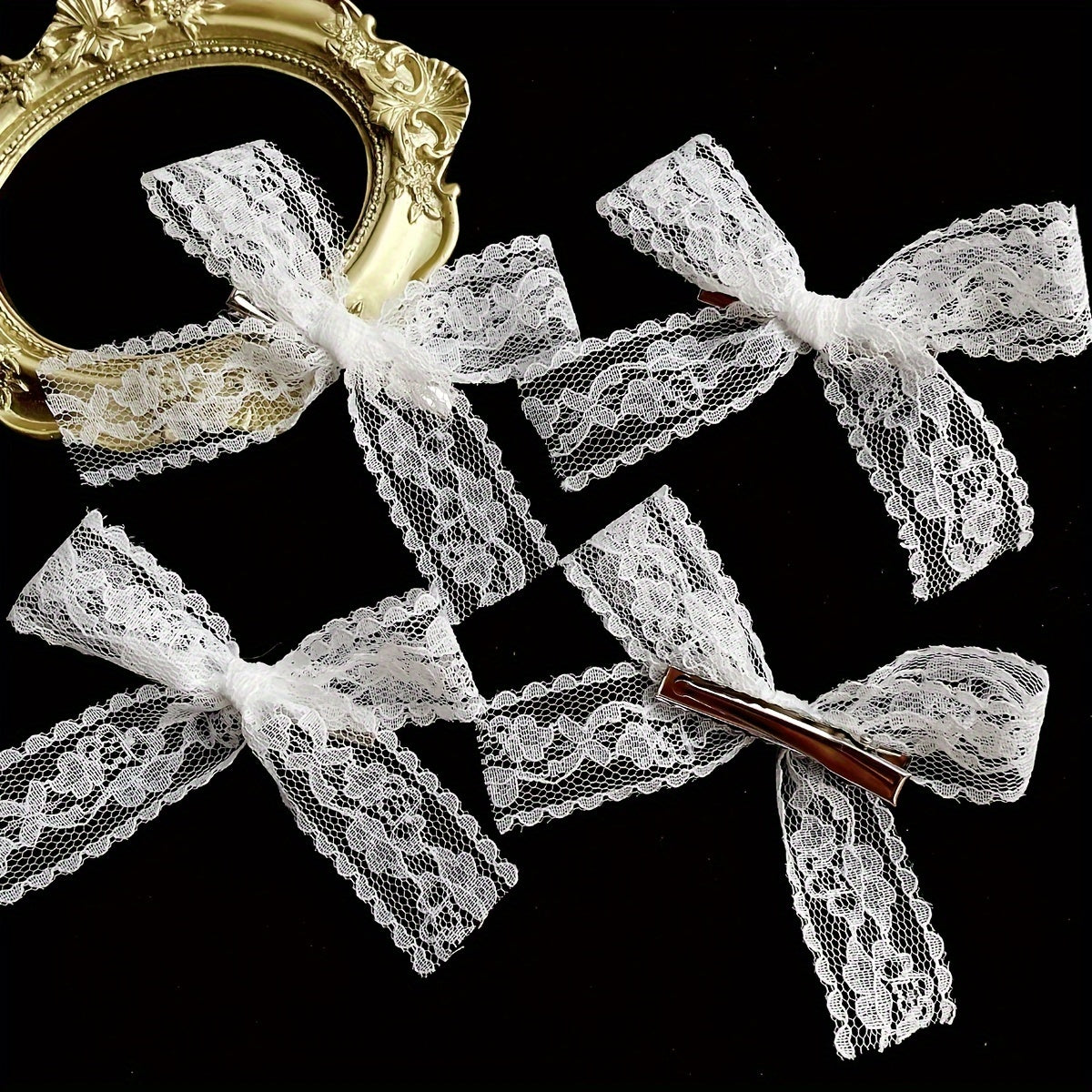 2pcs Lace Bow Tie Hair Clips for Party