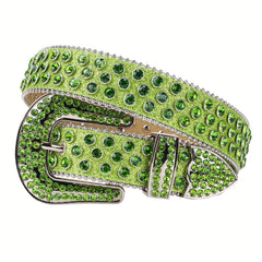 Men's Rhinestone Belt Western Cowboy Cowgirl Punk Crystal Studded Belt