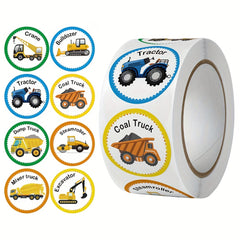 500 Sheets Reel Cartoon Tools Train Airplane Stickers