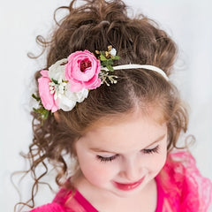 Girls Elastic Headband With Flower - Kids Accessories