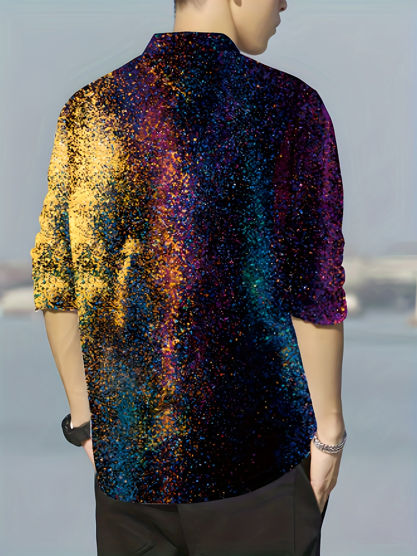 Colorful Pattern Men's Long Sleeve Shirt For Autumn
