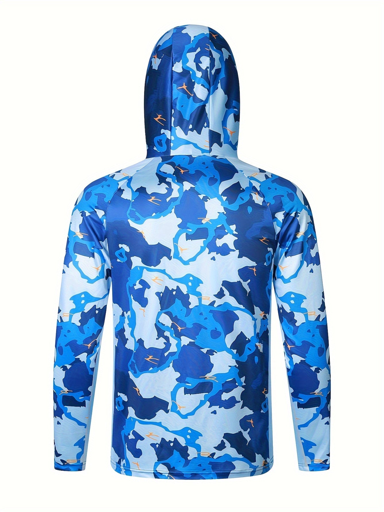 Men's Camo Long Sleeve Hoodie With Mask Sun Protection Fishing Shirt