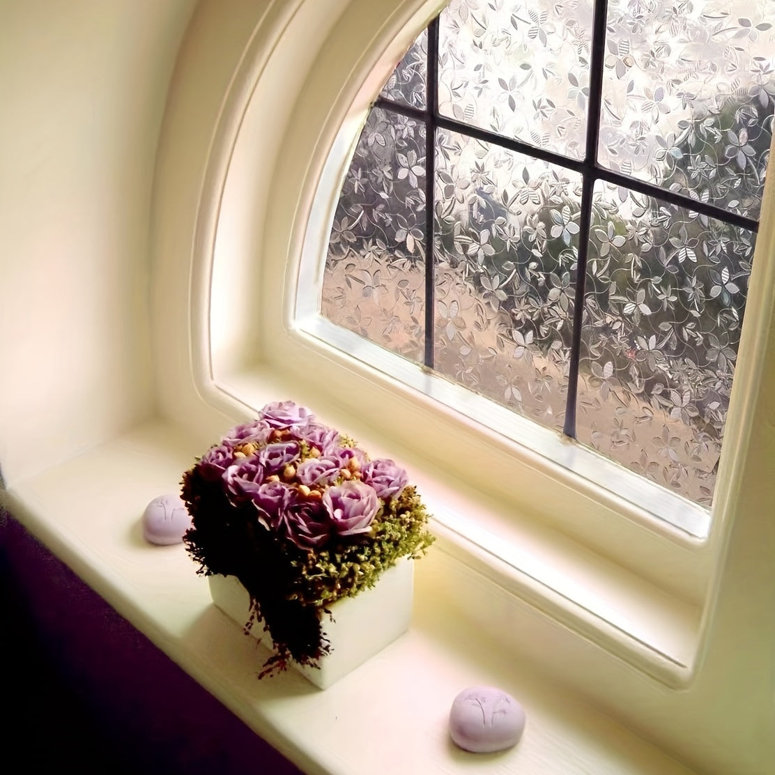 Small Flower Electrostatic Glass Window Film for Home Decor