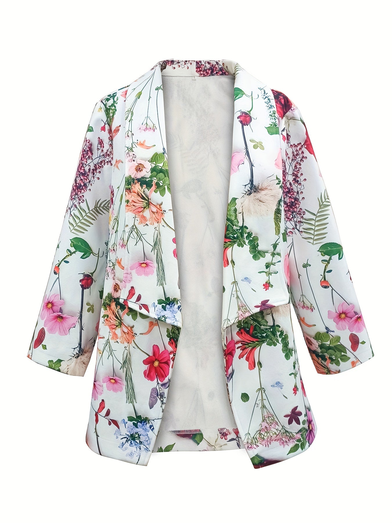 Floral Print Waterfall Collar Blazer