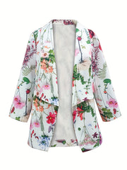 Floral Print Waterfall Collar Blazer
