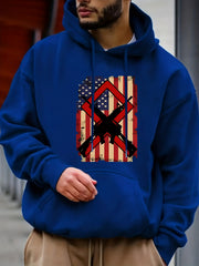 Men's Flag Print Hooded Sweatshirt Long Sleeve Personalized S