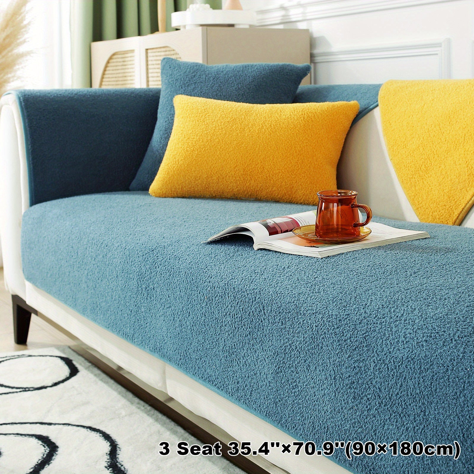 Velvet Sofa Slipcover Pets Dog Friendly Fuzzy Non Slip...