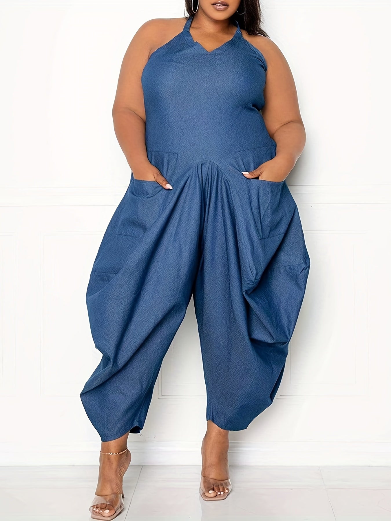 Casual Jumpsuit Women's Plus Solid Harem Jumpsuit