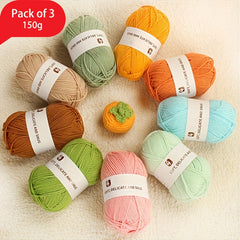 3pcs Hand Knitted DIY 4 strand Wool Yarn Soft Warm Yarn For Crocheting Hat