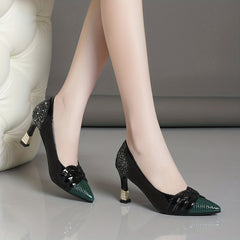 Women's Glitter Stiletto Heels Cross Strap Pumps