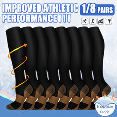 8pairs Compression Sock For Men Women 15-20mmhg Knee High Stocking