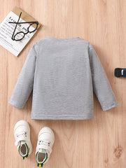 Stylish Letter Print Long Sleeve Tees for Baby Boys & Girls