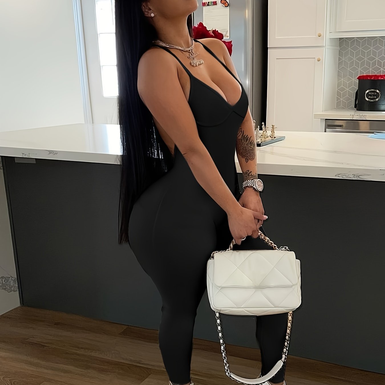 Sexy Backless Slim Cami Jumpsuit V-Neck Sleeveless for Spring & Summer