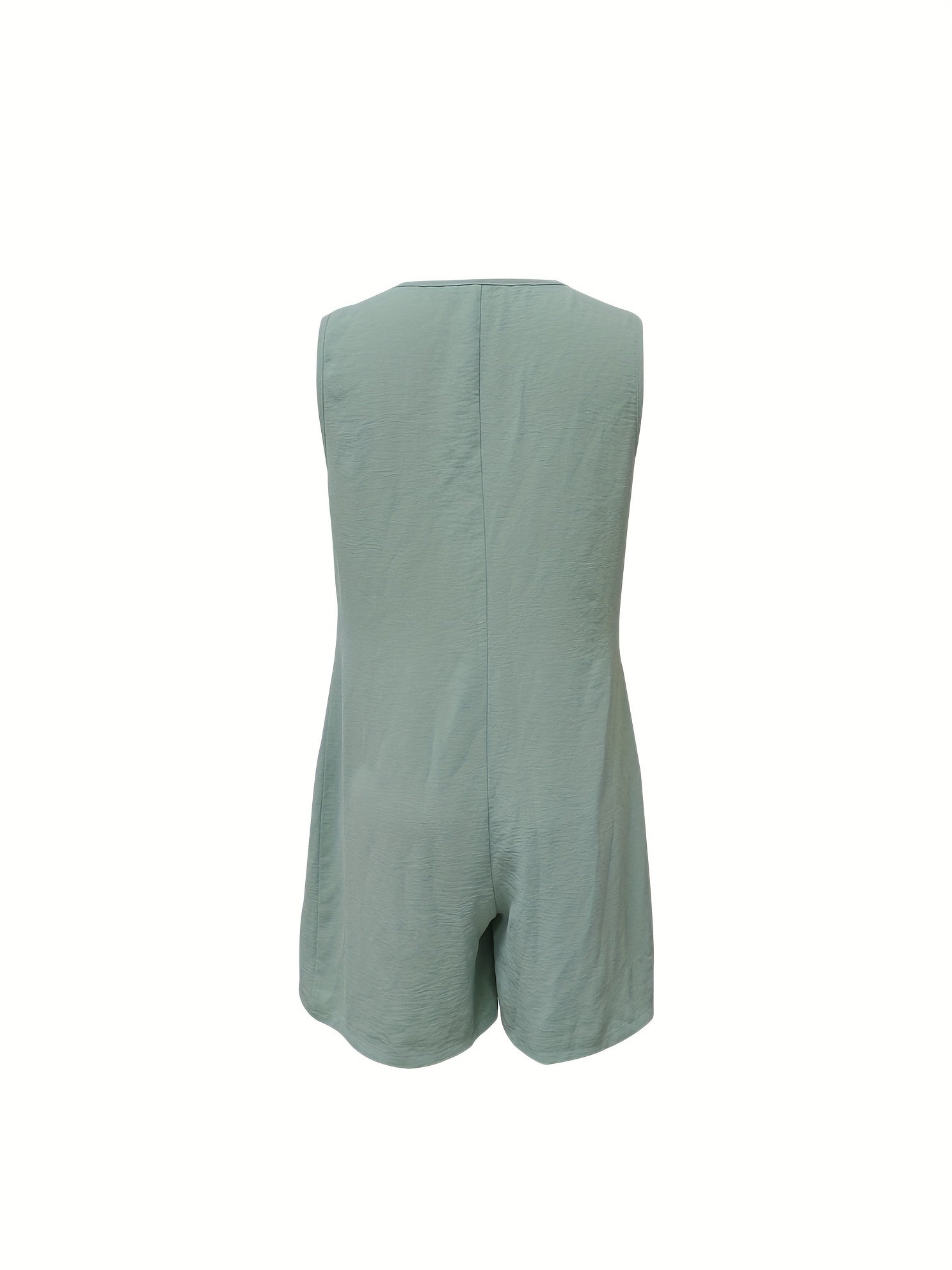 Minimalist Wide Leg Cami Romper Buttoned Sleeveless Overalls Jumpsuit