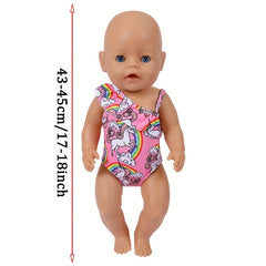 Rainbow Print Baby Doll Swimsuit for 14-18 Inch Dolls