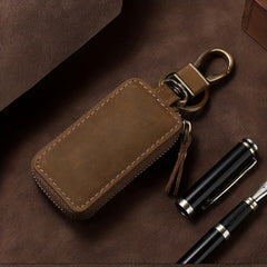 Universal Leather Keychain Set with Metal Buckle Zipper Bag