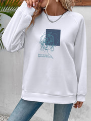 Graphic Print Sweatshirt Casual Long Sleeve Crew Neck for Spring/Fall