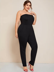 Basic Jumpsuit Women's Plus Strapless Skinny Tube J