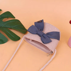 Children Straw Woven Mini Shoulder Bag Small Purse Kids Handbag