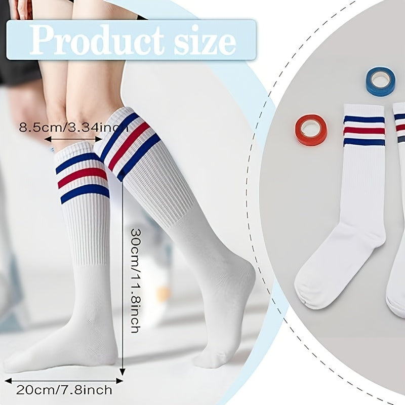 Casual Cotton Striped Stocking - Outdoor Sports Football Uniform Matching