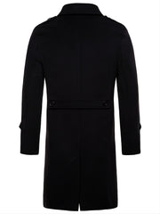 Men's Lapel Long Trench Coat Casual Windproof Jacket