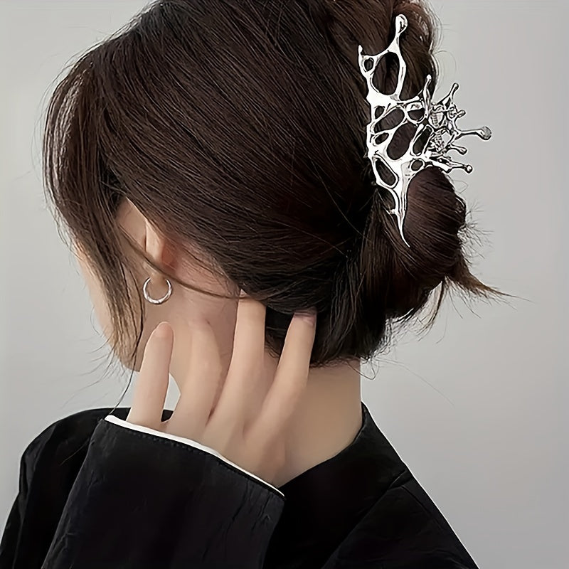 Irregular Butterfly Alloy Hair Claw Clip Silvery Non Slip Strong Hold Hair Clip