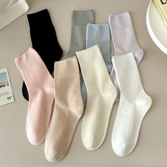 4 Pairs Solid Socks Comfy & Breathable All match Socks Women