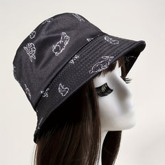 Running Rabbit Print Bucket Hat Casual Basin Hats Outdoor Sunscreen Beach Hats
