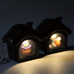 Cartoon Halloween Keychain Luminous Pumpkin Ghost Pendant Bag Ornament